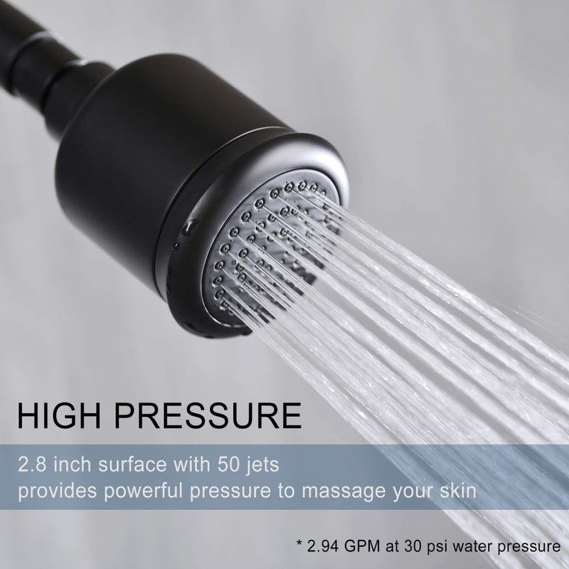 orhemus Solid Brass Shower Head - High Pressure Showerhead with Filter and 360 degrees Adjustable Swivel, Replacement for Bathroom Low Flow, Matte Black 2.8 inch Heavy Duty - Image 2